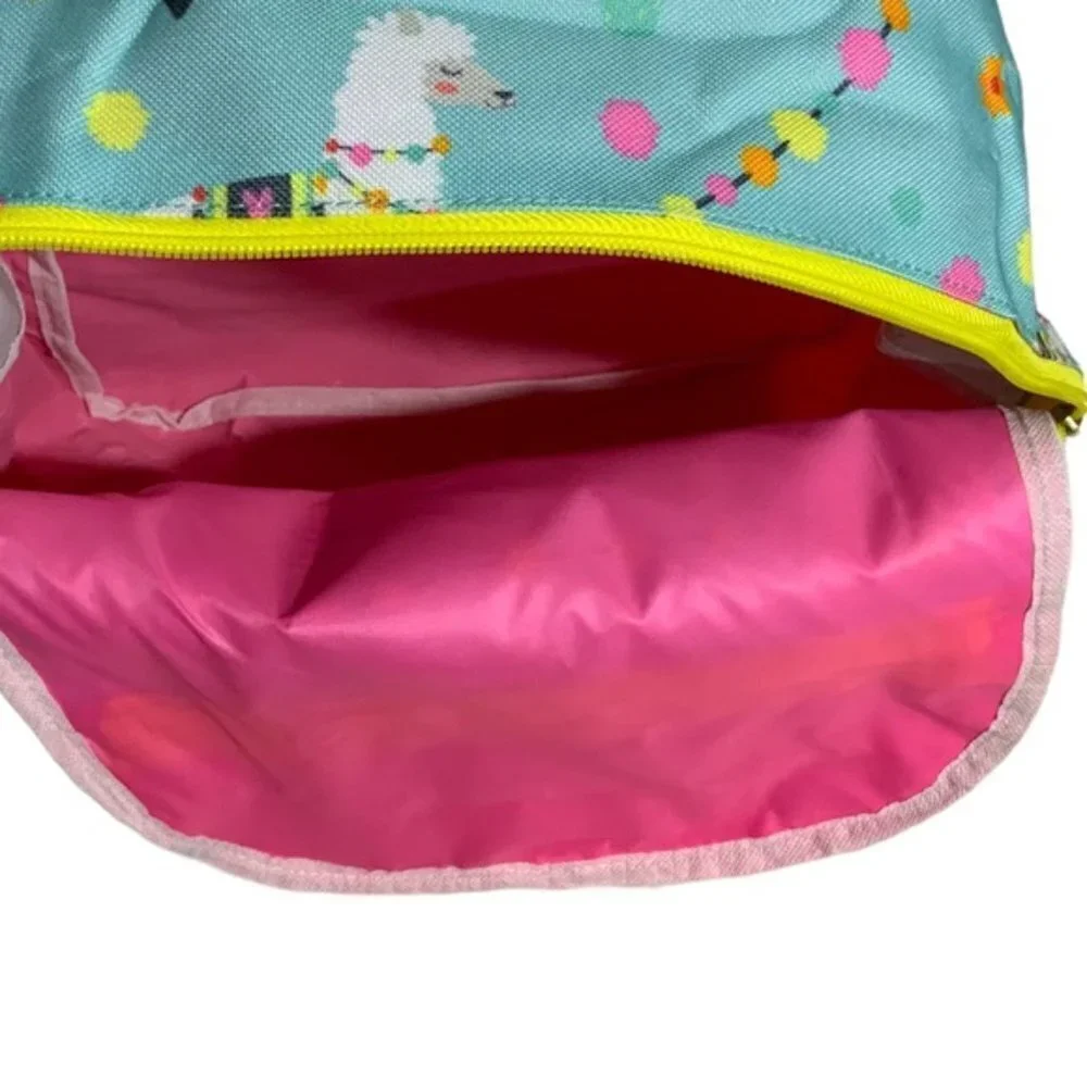 Trailmaker LLAMA Print Backpack Kids Girls Adjustable  Padded  Straps  Pink Blue